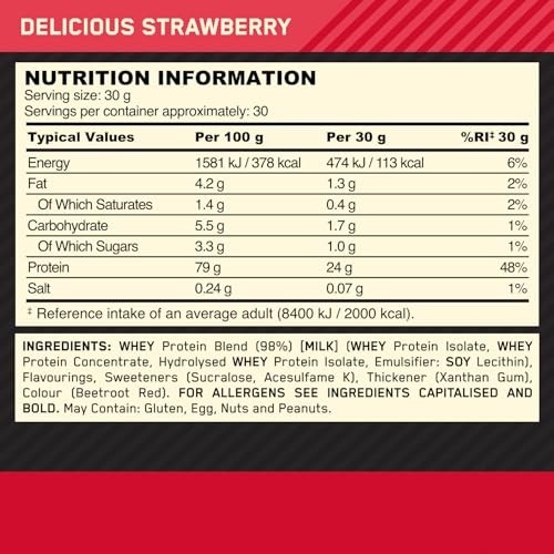 Optimum Nutrition Gold Standard Whey Protein, Muscle Building Powder with Naturally Occurring Glutamine and Amino Acids, Double Rich Chocolate, 29 Servings, 899 g, Packaging May Vary