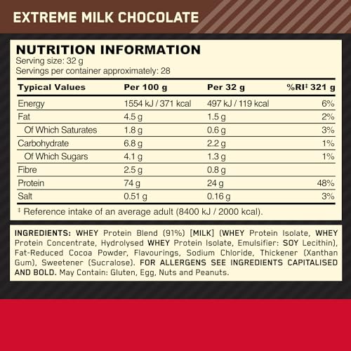 Optimum Nutrition Gold Standard Whey Protein, Muscle Building Powder with Naturally Occurring Glutamine and Amino Acids, Double Rich Chocolate, 29 Servings, 899 g, Packaging May Vary