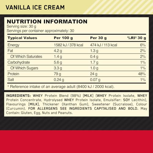 Optimum Nutrition Gold Standard Whey Protein, Muscle Building Powder with Naturally Occurring Glutamine and Amino Acids, Double Rich Chocolate, 29 Servings, 899 g, Packaging May Vary