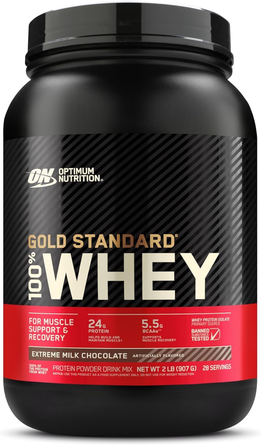 Optimum Nutrition Gold Standard Whey Protein, Muscle Building Powder with Naturally Occurring Glutamine and Amino Acids, Double Rich Chocolate, 29 Servings, 899 g, Packaging May Vary