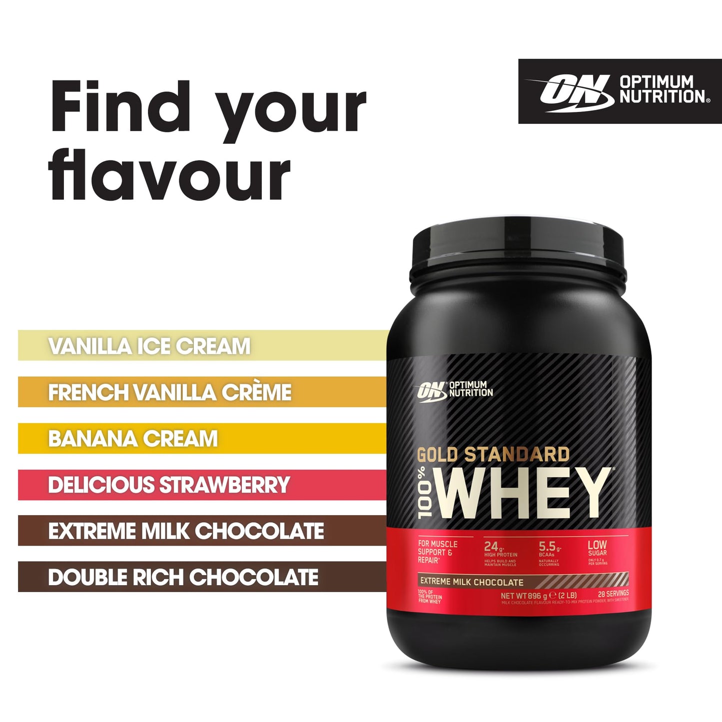 Optimum Nutrition Gold Standard Whey Protein, Muscle Building Powder with Naturally Occurring Glutamine and Amino Acids, Double Rich Chocolate, 29 Servings, 899 g, Packaging May Vary